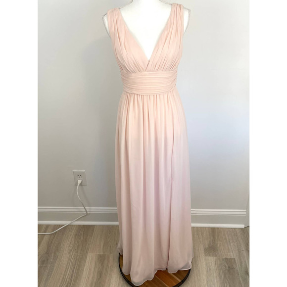 Bill Levkoff Shell Pink Chiffon Sleeveless A Line Dress Style 7140 Size 6 New - Picture 3 of 16